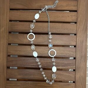 Elegant Silver and White Geometric Necklace